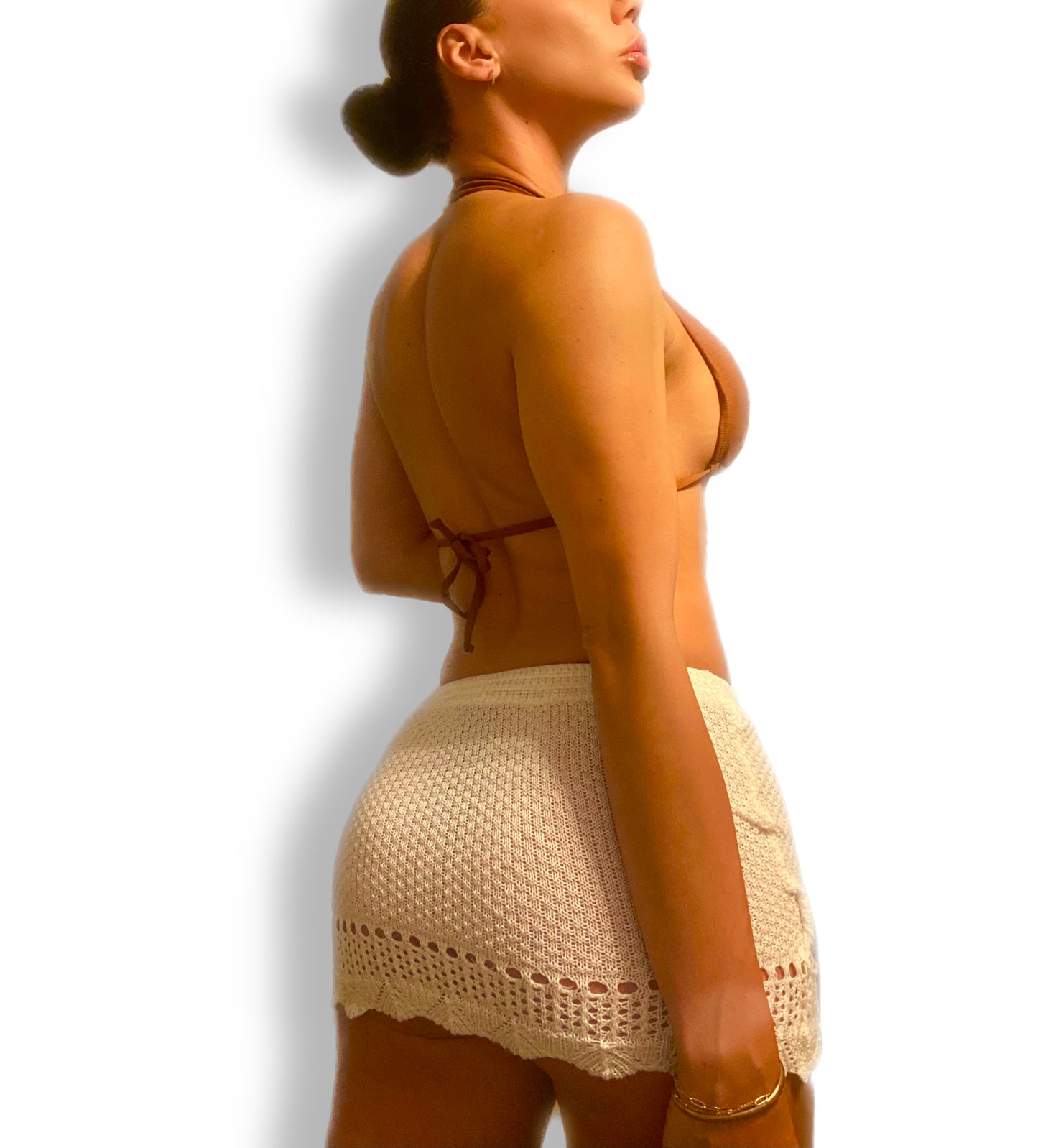 mini knitted skirt - White