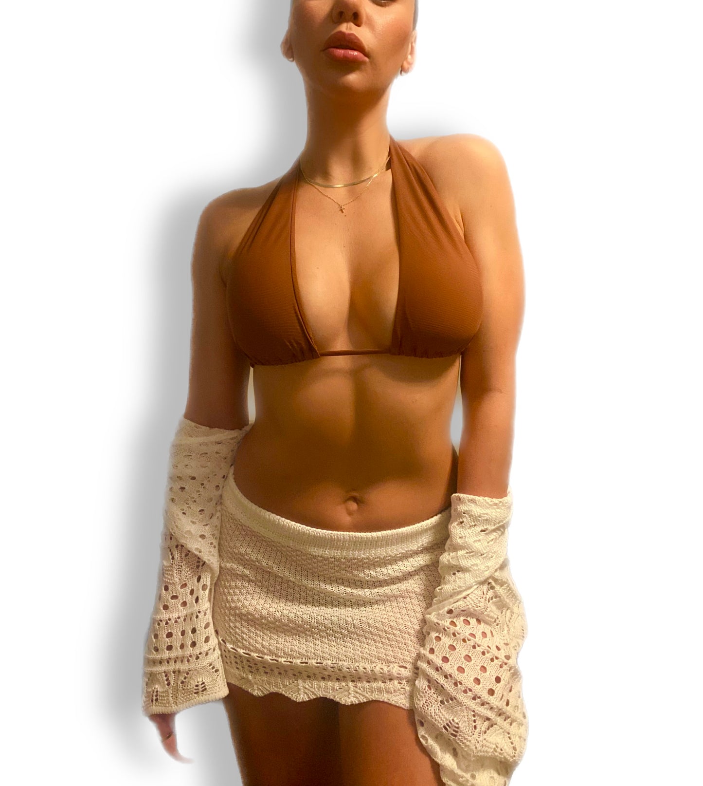 mini knitted skirt - White