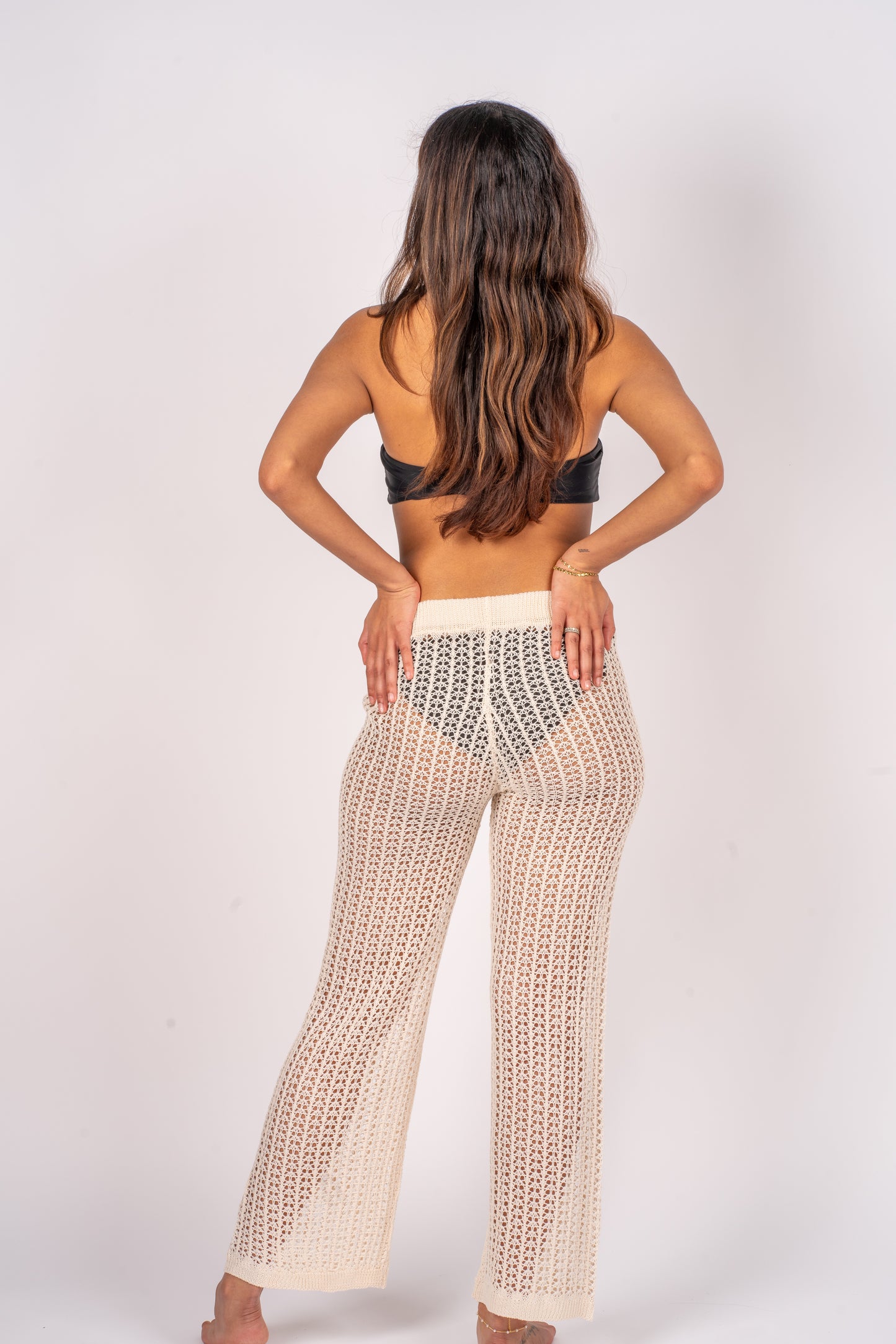 knitted beach pants - beige