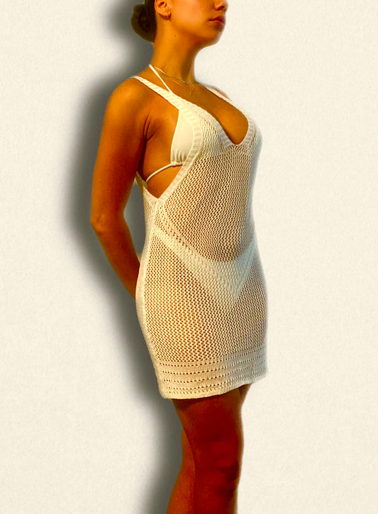 Knitted short dress - White