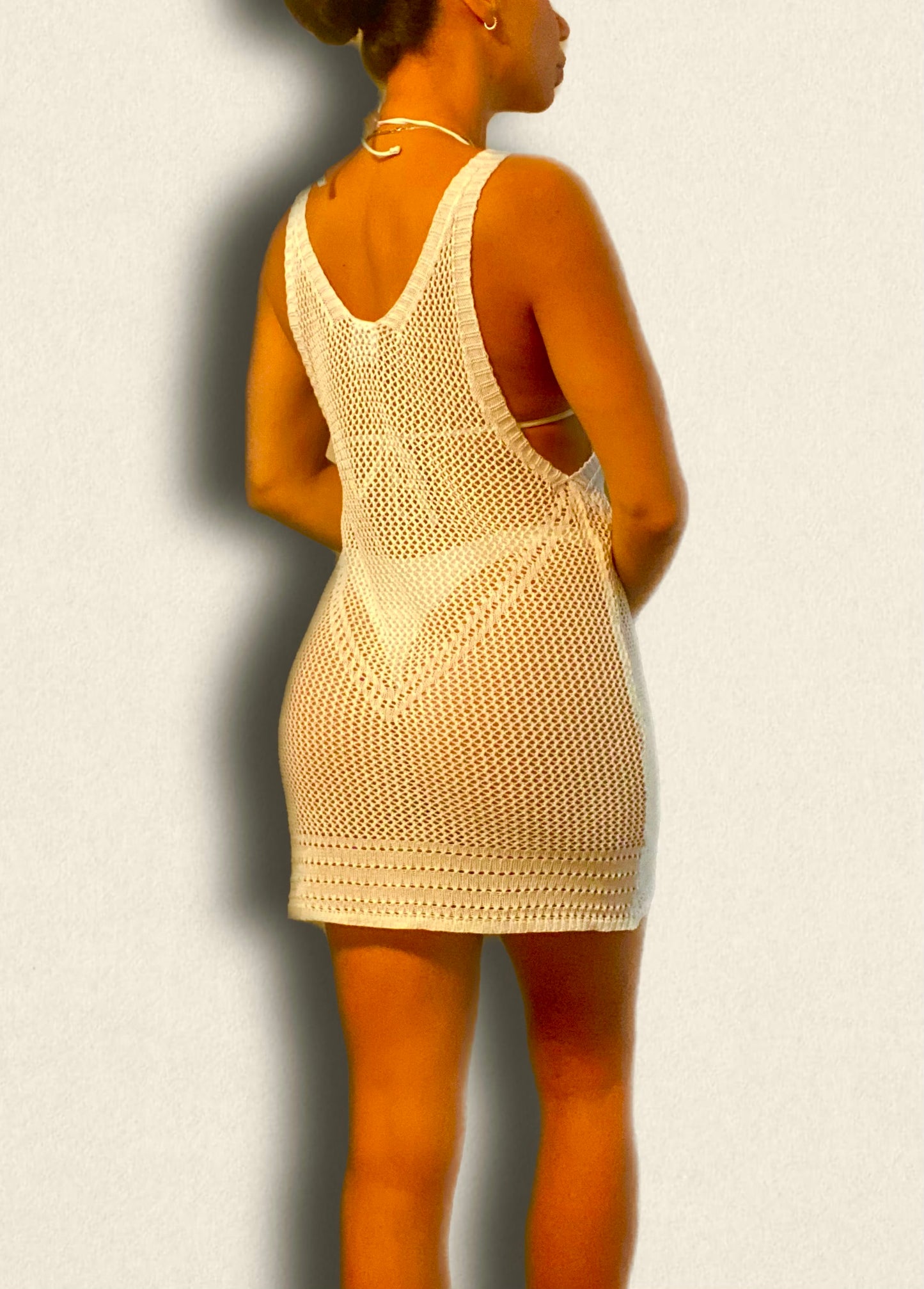 Knitted short dress - White