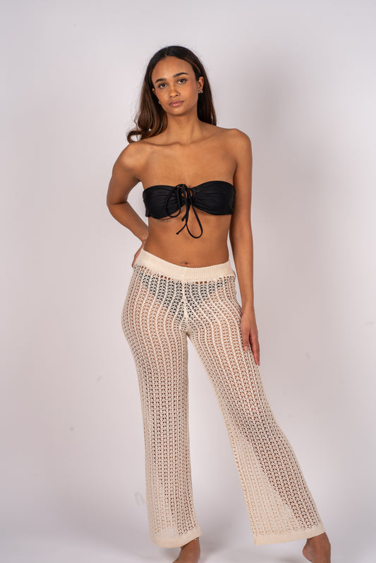 knitted beach pants - beige